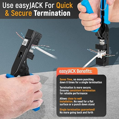 Everest 90° Angled RJ45 Cat6 Keystone Jacks 100-Pack in White - Slim Profile Female RJ45 Connectors - Cat 6 Keystone Jack - Compatible with 90° Angled Speed Termination Tool - easyJACK (B094WB91H3)