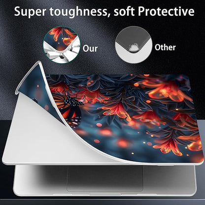 for MacBook Pro 16 inch Case 2021 2022 2023 2024 Release A3186 A3403 M4 A2991 M3 A2780 M2 A2485 M1 Pro/Max, Hard Shell Case with Screen Protector & Keyboard Cover, Butterflies Flowers