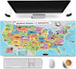 RTGGSEL 31.5x11.8 Inch Non-Slip Long Extended Large Gaming Mouse Pad with Stitched Edges XL Laptops Keyboard Mouse Mat(American Map)