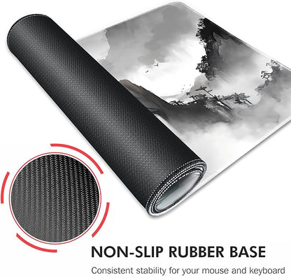 Galdas Gaming Mouse Pad XXL XL Large Long Extended Big Mousepad Non-Slip Rubber Keyboard Mouse Pad with Stitched Edges for Laptop Home Office (31.5x11.8x0.08 Inch) … (Black Ink)