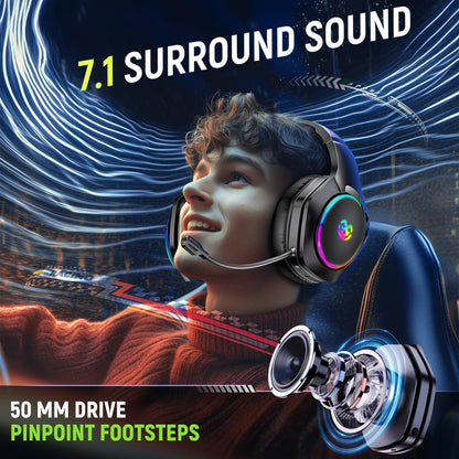 Tatybo Wireless Gaming Headset for PS5 PC, Dual Mode, Low Latency, Black