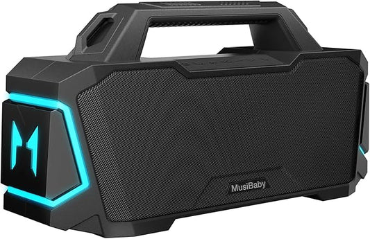 Bluetooth Speaker,Musibaby M1 Portable Bluetooth Speakers:Loud Stereo Sound with Subwoofer,Deep Bass,IPX6 Waterproof,Wireless Speaker with BT5.3,Dual Pairing,20H+ Playtime for Outdoor,Beach(Blk)