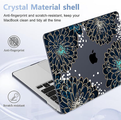Case for MacBook Pro 13 inch with/Without Touch Bar (2016-2022, M2 A2338 M1 A2289 A2251 A2159 A1989 A1706 A1708), Hard Shell + Keyboard Cover + Dust Plug, Luxury Floral