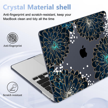 Lepeoac Case for MacBook Pro 13 inch Case M2 2022-2016 A2338 M1 A2251 A2289 A2159 A1989 A1708 A1706, Plastic Hard Shell + Keyboard Cover + Dust Plug, Luxury Floral