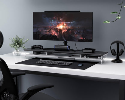 Fenge 42.5" Dual Monitor Stand with Clear Acrylic Legs, Black
