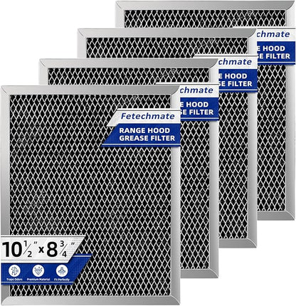97007696 Charcoal Filter Replacement for Range Hood 41F Grease Filter 6105c 8-3/4" x 10-1/2" Aluminum Mesh Charcoal Carbon Filter Compatible with Most Brand Stove Vents -4 PACKS by Fetechmate