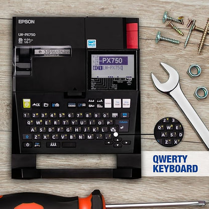 LABELWORKS Epson LW-PX750PCD Industrial Label Maker Kit - Complete Kit with Accessories, Compatible with Large Variety of Tape Types, Portable Handheld Label Printer