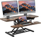SANODESK Standing Desk Converter with Electric Motor 42" Height Adjustable Riser for Office Home,Dual Monitor and Laptop Workstation with Large Keyboard Tray,Rustic Color