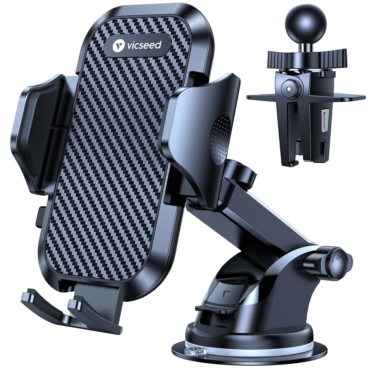 VICSEED Stable Car Phone Holder [Upgraded Strongest Suction, Won't Break]