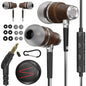 Symphonized Wired Earbuds 3.5mm Jack – Wooden Earphones with Mic & Volume Control, Plug In Ear Headphones Wire, Corded Ear Buds Wired Earbuds with Microphone for Computer, Laptop & Phone with Aux Cord