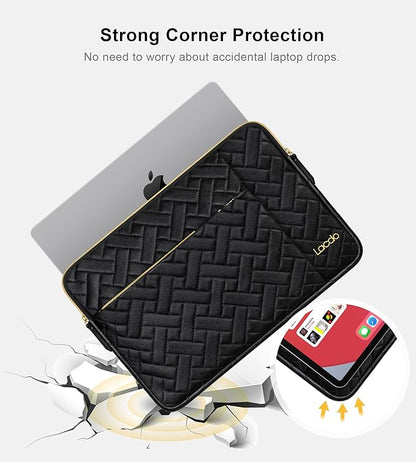 Lacdo Laptop Sleeve Case for 14 inch New MacBook Pro M4/M3/M2/M1 Chips Pro Max A3112 A3401 A3185 A2918 A2992 A2779 A2442 2024-2021, 13.8 inch Surface Laptop 7th Copilot+PC Computer Bag, Elegant Black