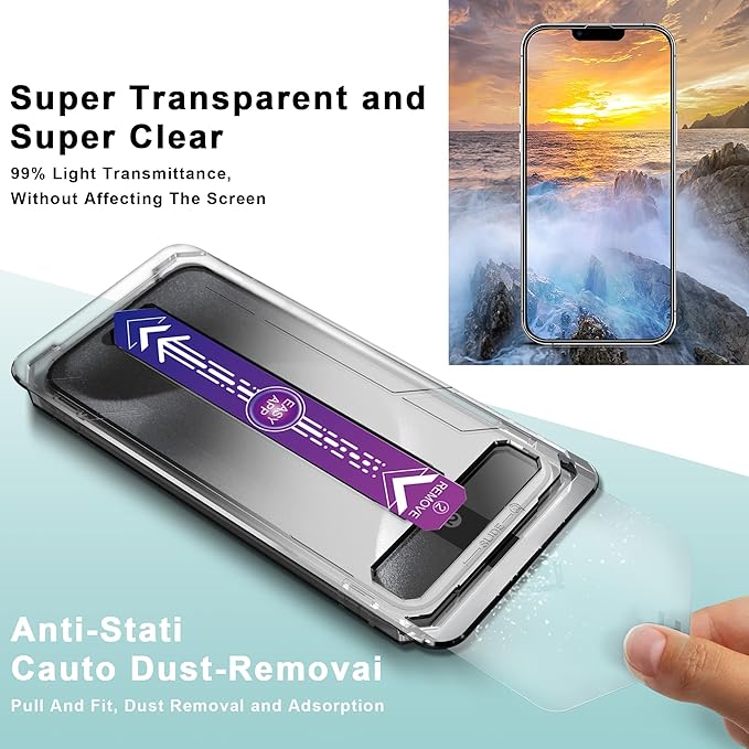 2 Pack Screen Protector Tempered Glass for iPhone 12 Pro Max 6.7-Inch Auto Dust Removal, No Bubbles, High Definition Clear, Easy Installation