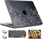 TWOLSKOO Compatible with M4 MacBook Air 13.6 inch Case 2025-2022 Release M4 A3240 M3 A3113 M2 A2681, Plastic Hard Shell & Keyboard Cover & Type C Adapter & Screen Protector, Golden Flowers