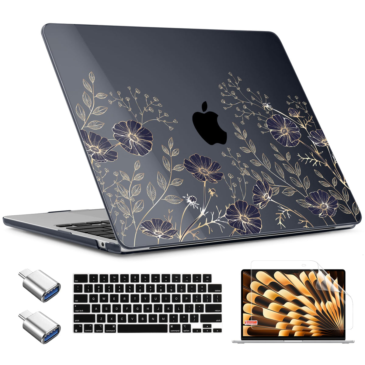 TWOLSKOO for MacBook Air 13 inch Case M5 2026 M4 2025 M3 M2 2024-2022 A3449 A3240 A3113 A2681, Plastic Hard Shell & Keyboard Cover & Screen Film for MacBook Air 13.6 inch Case, Creative Brain