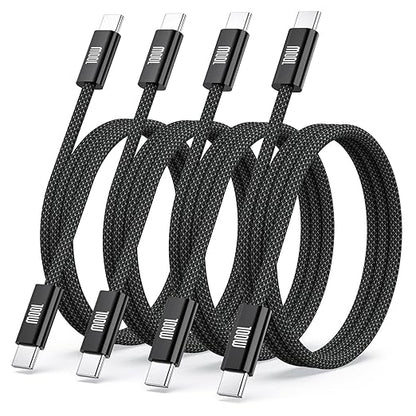 USB C to USB C Cable (3FT, 4Pack), 5A Fast Charging Nylon Braided USB-C to USB-C Phone Charger Type C Cable for iPhone Air 17 16 15 Pro Max,Samsung S25/S24 Ultra,MacBook Pro/Air,iPad,Pixel,PS5,Switch