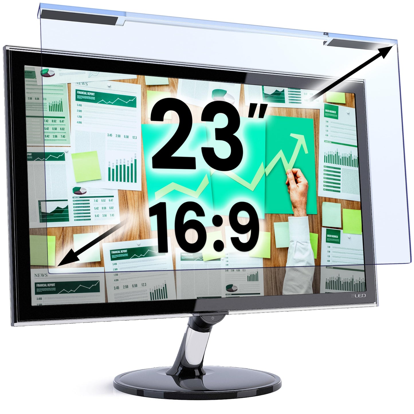 VINTEZ Blue Light Screen Protector for 23 Inch Computer Monitor and Laptop – Anti-UV Blue Light Blocking Film for Desktop PC, Eye Protection Filter, 20.6" x 12", 1 Pack