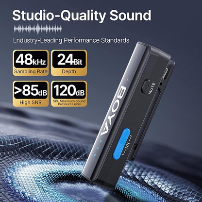 BOYA BOYALINK 2 A2 (2TX+3RX Adapter) Wireless Lavalier Microphone for iPhone Camera Android, Clip on Mic, 48 KHz 24 Bit, 6mm Mic, 1000ft, Noise Cancelling, Mini Lapel Mic USB-C/Lightning/3.5mm TRS
