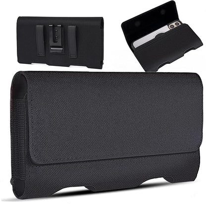 for iPhone 17 Pro Max Holster, BECPLT Nylon Holster Pouch Belt Clip Case and Loops Holder Cover for iPhone Air 16/15/14/13/12/11 Pro Max Galaxy S25 Plus S24+ Black