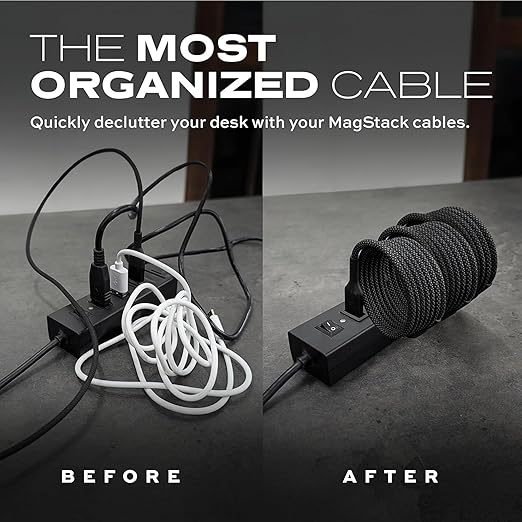Statik MagStack USB A to Lightning Cable MFi Certified, Clutter-Free Magnetic Charging Cable, Anti-Tangle Phone Charger Cord, 12W, Compatible with iPhone 14 Pro Max, 13 12 11, 6FT/2M