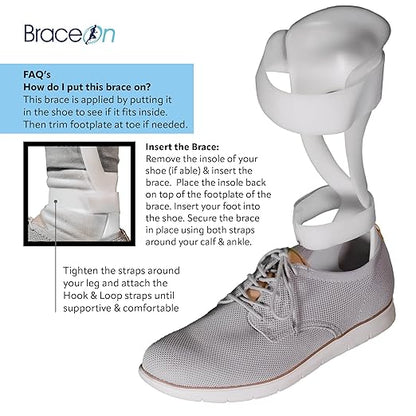 BraceOn AFO Swedish Drop Foot Stabilizer for Walking and Exercise, Drop Foot Braces for Men, AFO Brace & Foot Drop Braces, Foot Boot for Injured Foot, Men, Left
