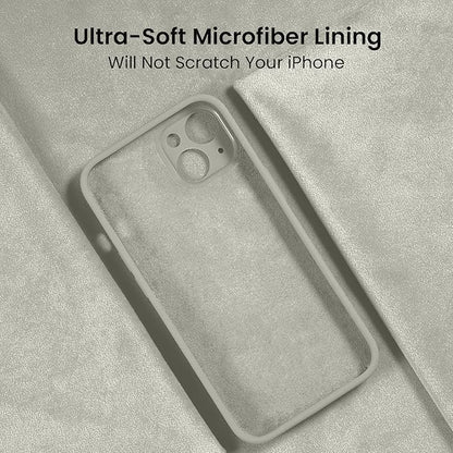 FireNova Designed for iPhone 13 Case, Silicone Upgraded [Camera Protection] Phone Case with [2 Screen Protectors], Soft Anti-Scratch Microfiber Lining Inside, 6.1 inch, Stone