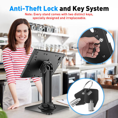 AboveTEK Anti-Theft iPad Kiosk Stand – POS iPad Security Stand & Locking Tablet Holder – Heavy Duty Base, 360° Swivel, 75° Tilt Bracket – Perfect for Retail Business