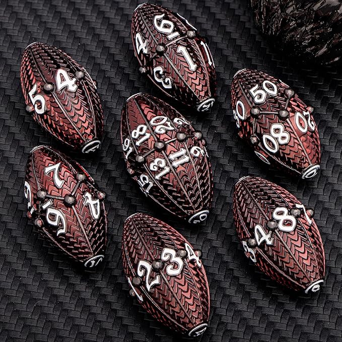 ARUOHHA DND Metal Dice Black Red Dragon Egg Dice with Metal Box, Role Playing Game RPG Polyhedral D and D Dice Set D20 D12 D10 D8 D6 D4