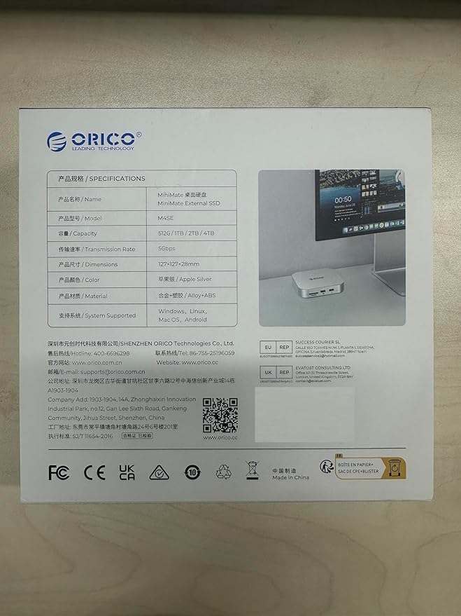 ORICO MiniMate SE Mac mini M4 4TB Storage & Docking Station, External SATA SSD (Non-Removable) 5Gbps(480MB/s), USB A*4, USB-C, SD/TF 3.0, 3.5mm Audio, Includes 2 Cables – M4SE