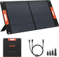 120W Portable Solar Panels for Power Station, Solar Angle Guide, Monocrystalline ETFE Foldable Solar Panel Charger with QC3.0 USB/Type-C, 20V DC Output Adjustable Kickstands for Camping RV Blackout