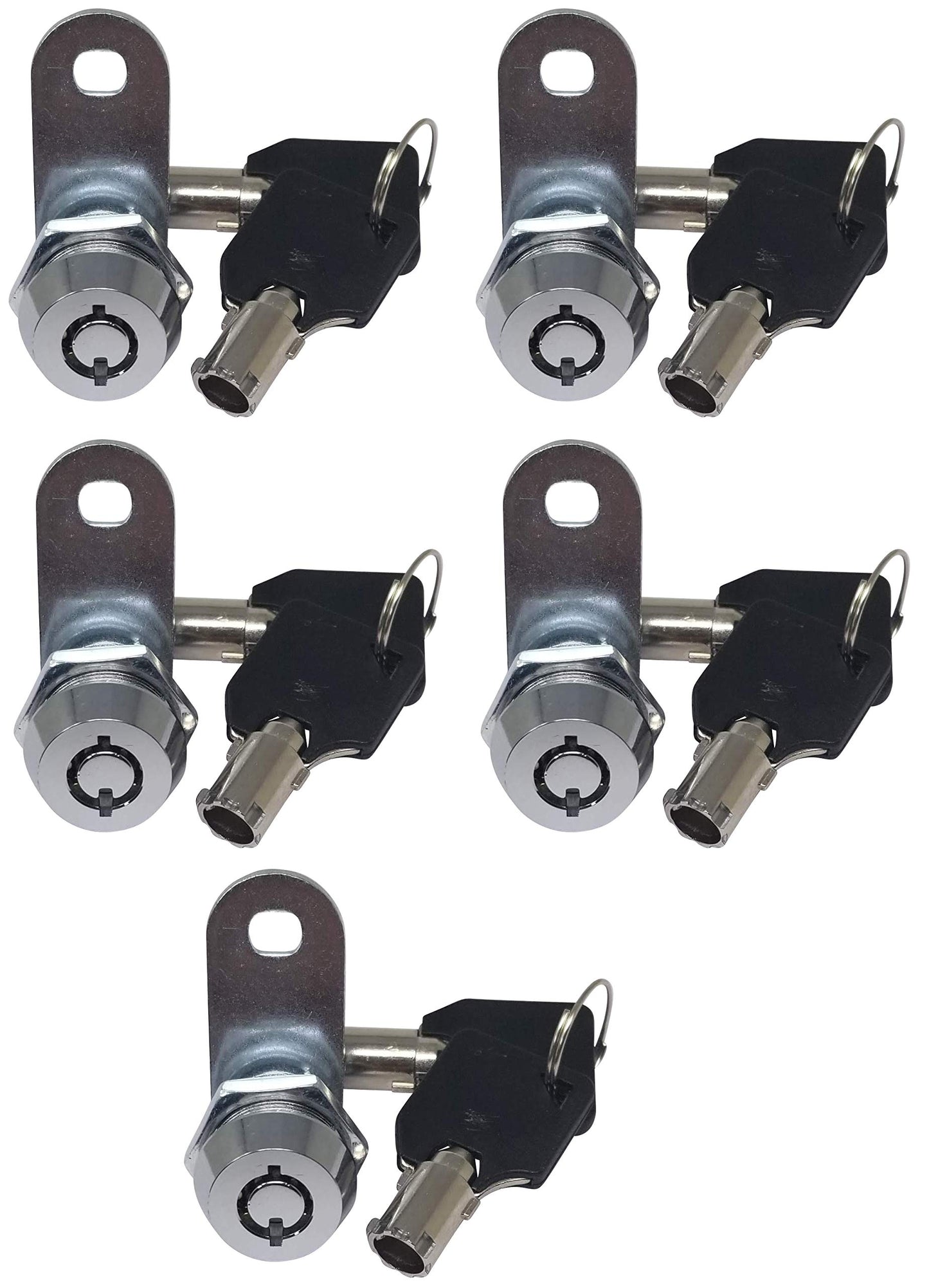 5/8" Tubular Cam Lock (5 Pack-180° Chrome) RV, Toolbox, Cabinet Replacement