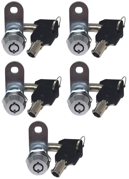 5/8" Tubular Cam Lock (5 Pack-180° Chrome) RV, Toolbox, Cabinet Replacement