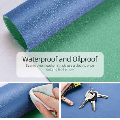 YSAGi Office Desk Pad, Desk Mat, 23.6" x 13.7" Ultra Thin Waterproof PU Leather Desk Blotter, Laptop Desk Pad Protector for Keyboard and Mouse, Desk Writing Pad for Office and Home (Azure Blue+Green)