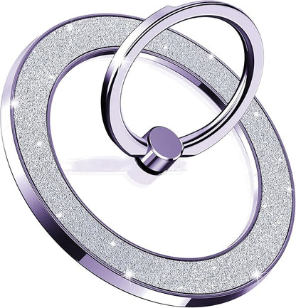 Magnetic Phone Ring Holder for MagSafe, Magnetic Phone Grip for iPhone, Compatible with iPhone MagSafe Wireless Charging. (Glitter Purple)