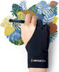 XENCELABS Drawing Glove, Breathable Artist Glove for Drawing Tablet, Two Fingers for Left Right Hand Black Size M