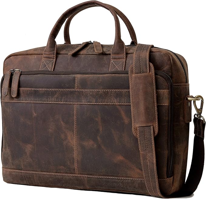 VC VINTAGE COUTURE Leather briefcase bag for men Leather Laptop Bags For Men and Women Travel Messenger Bag