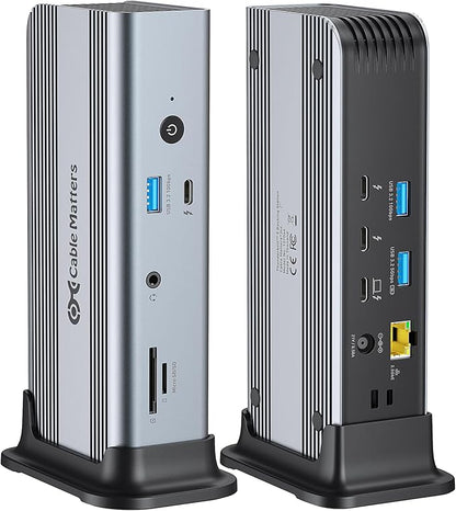 Cable Matters [Intel Certified] 11-in-1 Thunderbolt 5 Dock with Thunderbolt Share, 3X Thunderbolt 5 Ports, 2.5GbE, 3X USB 3.2 Ports, up to Triple 4K@144Hz on Windows 11, Dual 6K@60Hz on macOS, 140W PD