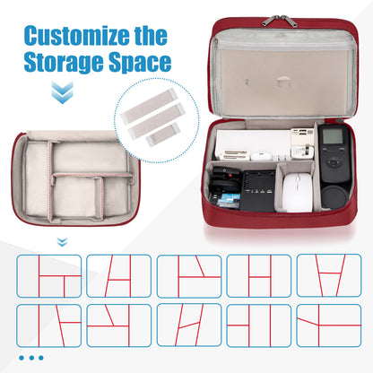 SELLYFELLY Electronics Travel Organizer, Double Layer Cable Organizer Bag Watreproof Electronics Accessories Storage Bag for Cord, Charger, Phone, Power Bank, Hard Drive