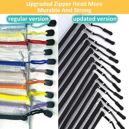 12pcs Mesh Zipper Pouch Bags, A4 Puzzle Bag for Organizing Storage Bag, File Bags for Office, Board Games and Home Supplies