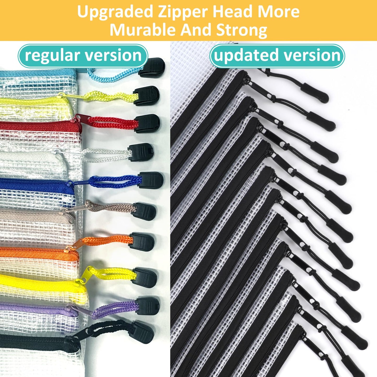 YOPCDJ 12pcs Mesh Zipper Pouch Bags, A4 Puzzle Bag for Organizing Storage Bag, File Bags for Office, Board Games and Home Supplies