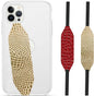Phone Grip Strap - Pack of 2 Reversible Finger Holder for Phone Back, Customizable Anti-Slip Design, Wireless Charging Compatible Detachable Holder for iPhone - Gold & Red Alligator