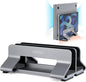 Aluminum Dual Vertical Laptop Stand Dock Holder, Supports 2 Devices, Adjustable Slot Width 15-36mm, Space-Saving Upright Storage for MacBook and Laptops