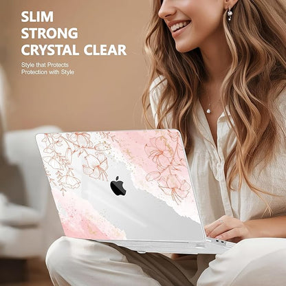 for MacBook Pro 16 inch Case 2019 2020 Release Model A2141, Plastic Hard Shell Cover with Keyboard Cover for MacBook Pro 16 inch with Touch Bar & Touch ID - Watercolor Floral