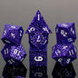 Purple Metal Hollow DND Dice Set (Warlock) Metallic Luster Maze Design with Storage Box - Balanced Weight 7 Piece Zinc Alloy, Designed for Dungeons and Dragons DM Player RPG Accessories