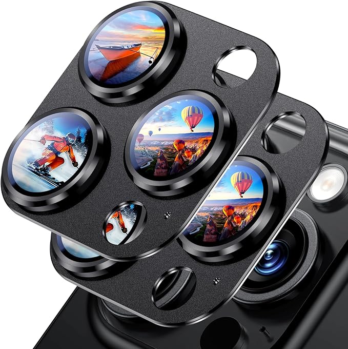 Uyiton Compatible with iPhone 15 Pro/iPhone 15 Pro Max Camera Lens Protector, [Not Easy to Break][Strong Adsorption][Case-Friendly] Metal Tempered Glass Rear Camera Screen Cover - Natural Titanium