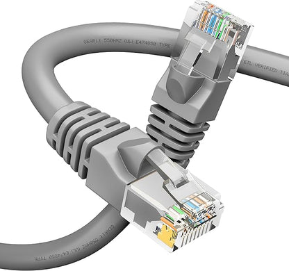 GEARit Cat 6 Ethernet Cable (1-Pack 10 Feet) Cat6 Network Patch, 10Gbps, RJ45, Snagless Cord, Gold-Plated Connectors, Internet for PC, TV, Tablet, Router, Printer, Servers, IT Data Center - Gray