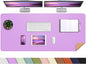 Leather Desk pad Protector, Large Desk mat with Natural Cork & PU Leather,Mouse pad,Non-Slip Office Desk Mat,Waterproof Desk Writing Pad for Office and Home (47in*17in, Purple)