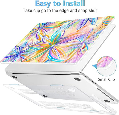 Mektron Case for MacBook Pro 16" M4 A3403 A3186 M3 A2991 M2 A2780 M1 A2485 (2021/2023/2024) Pro/Max with Touch ID, Hard Shell Plastic Laptop Cover Keyboard Cover, Watercolor FlowerC328