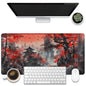 KOAIWPAE Desk Mat, Watercolor Pink Flowers Desk Pad, Green Leaves Flowers Large Gaming Mouse Pad for Desk, 31.5"x15.7" Extended Big Computer Keyboard Mouse Pad with Non-Slip Base and Stitched Edge