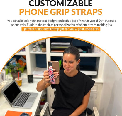 Phone Grip Strap - Pack of 2 Reversible Finger Holder for Phone Back, Customizable Anti-Slip Design, Wireless Charging Compatible Detachable Holder for iPhone - Cat Nap
