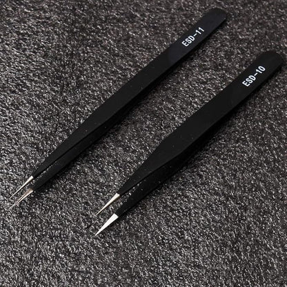 Precision ESD Anti-Static Tweezers, 7 pcs Stainless Steel Tweezers Set for Electronics, Jewelry-making, Laboratory Work, Repairing, Hobbies